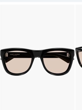 Saint Laurent Black Acetate Sunglasses with Beige Lenses